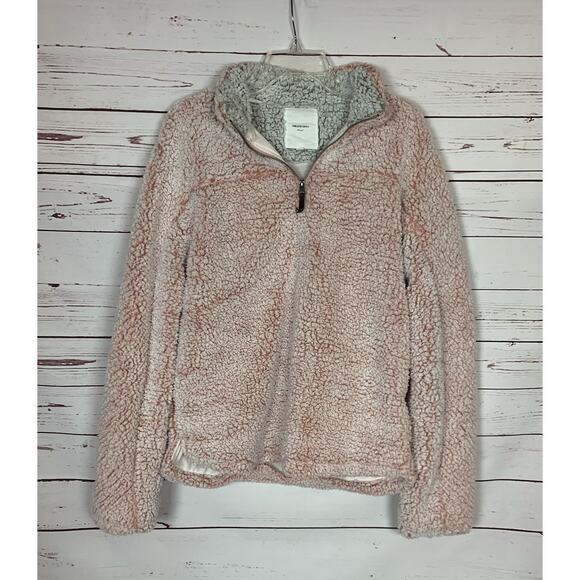 Thread & Supply Nordstrom Women's L Large Pink Sherpa Quarter Zip Fuzzy Pullover - Picture 1 of 12